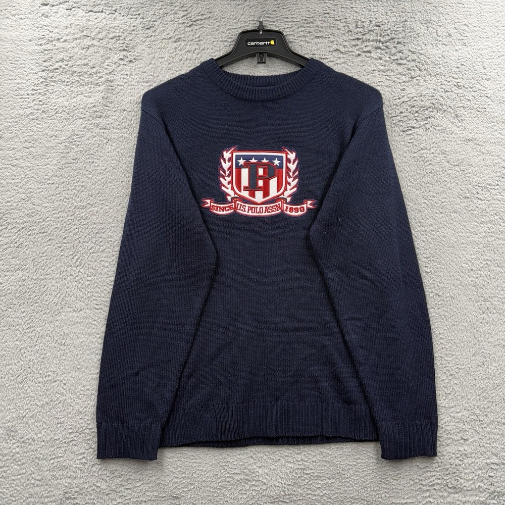 Vintage Polo Sweater Large American Flag Knit 90s Y2k Hip Hop Lounge
